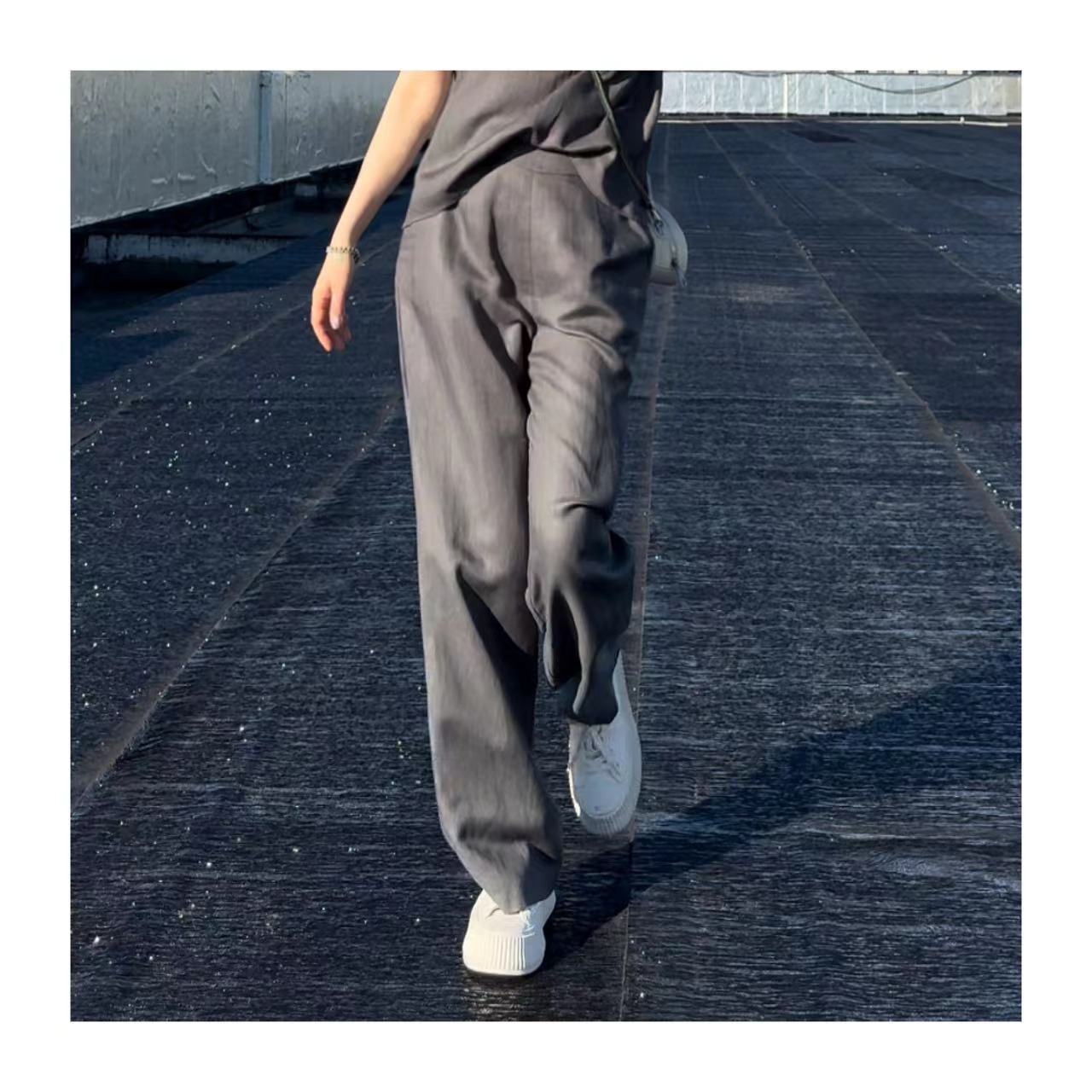 夏款亚麻天丝坎肩减龄显瘦休闲长裤6029-2