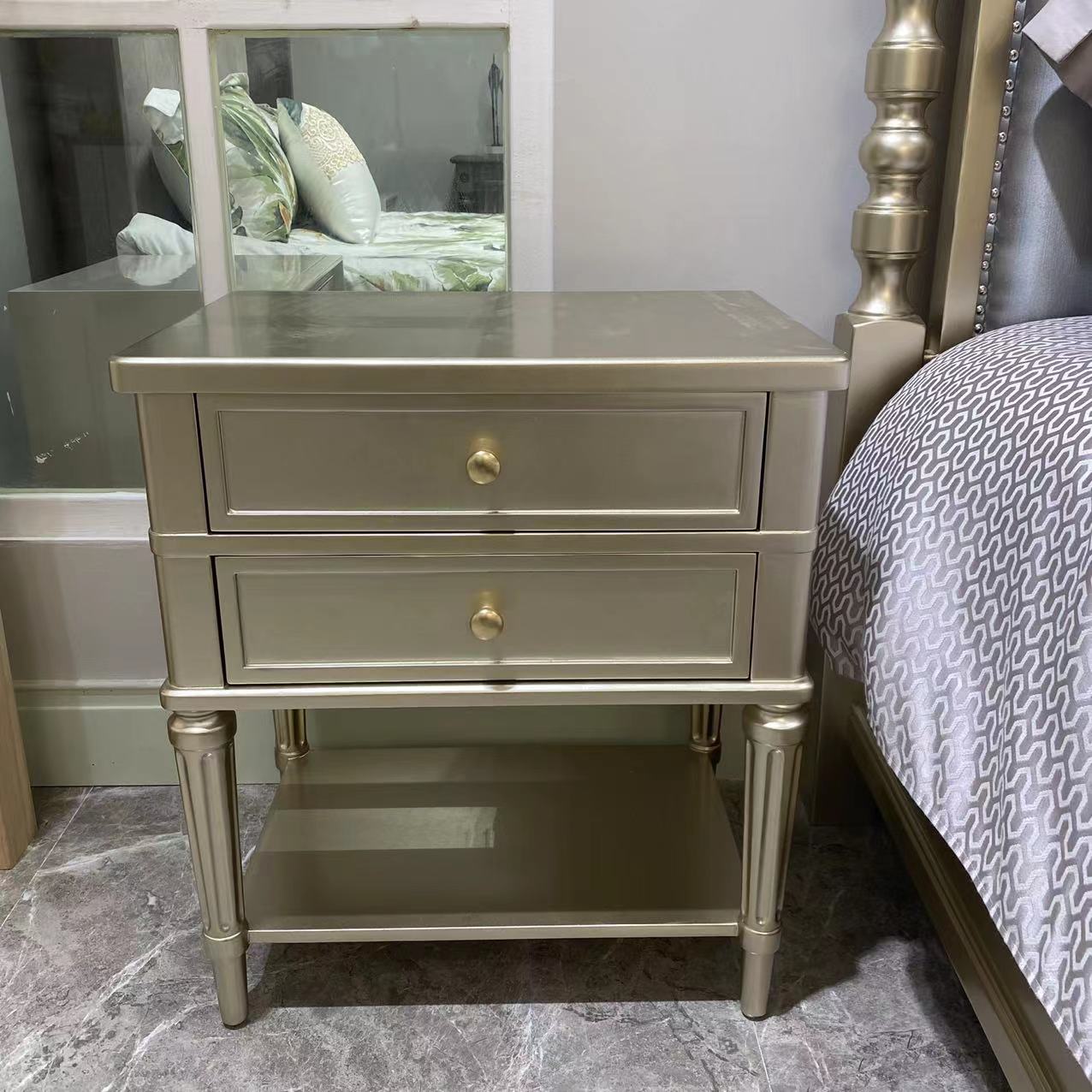 美式轻奢实木床头柜高级家用床边小柜子储物卧室床边柜FB17床头柜