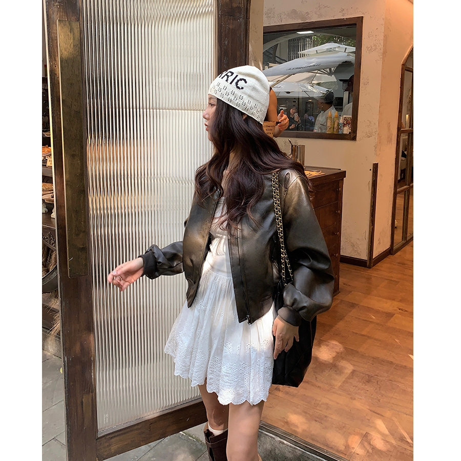 春秋韩版新款设计感机车短款美式皮夹克时尚休闲辣妹上衣女8831