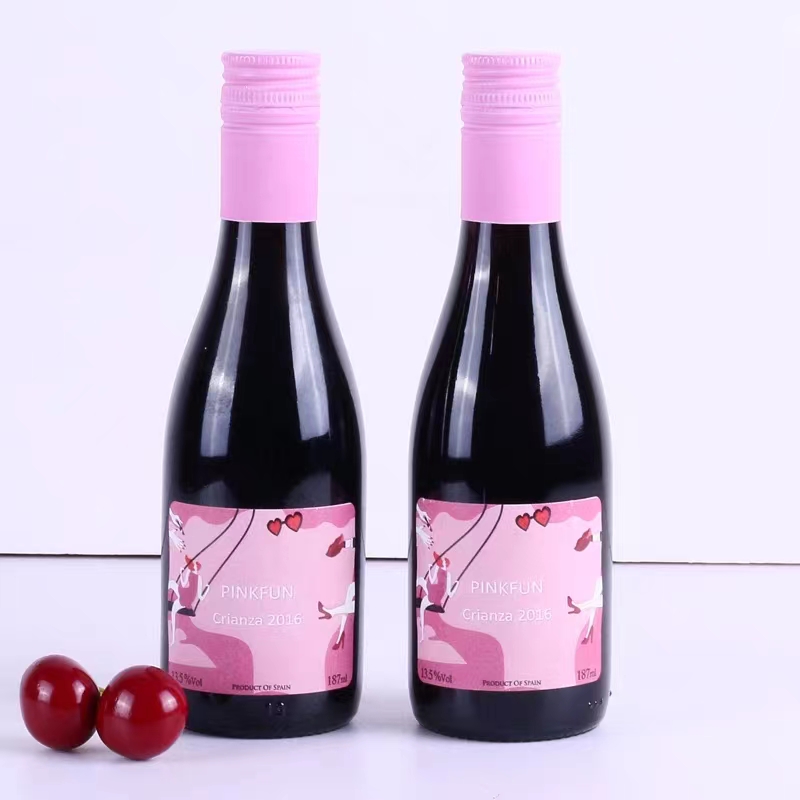 【推荐】西班牙原装原瓶进口红酒彬粉陈酿干红葡萄酒187ml*6瓶装