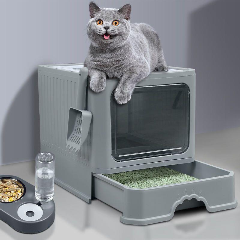 全封闭抽屉式猫砂盆隔臭防外溅超大号猫沙盆厕所下进上出特价清仓