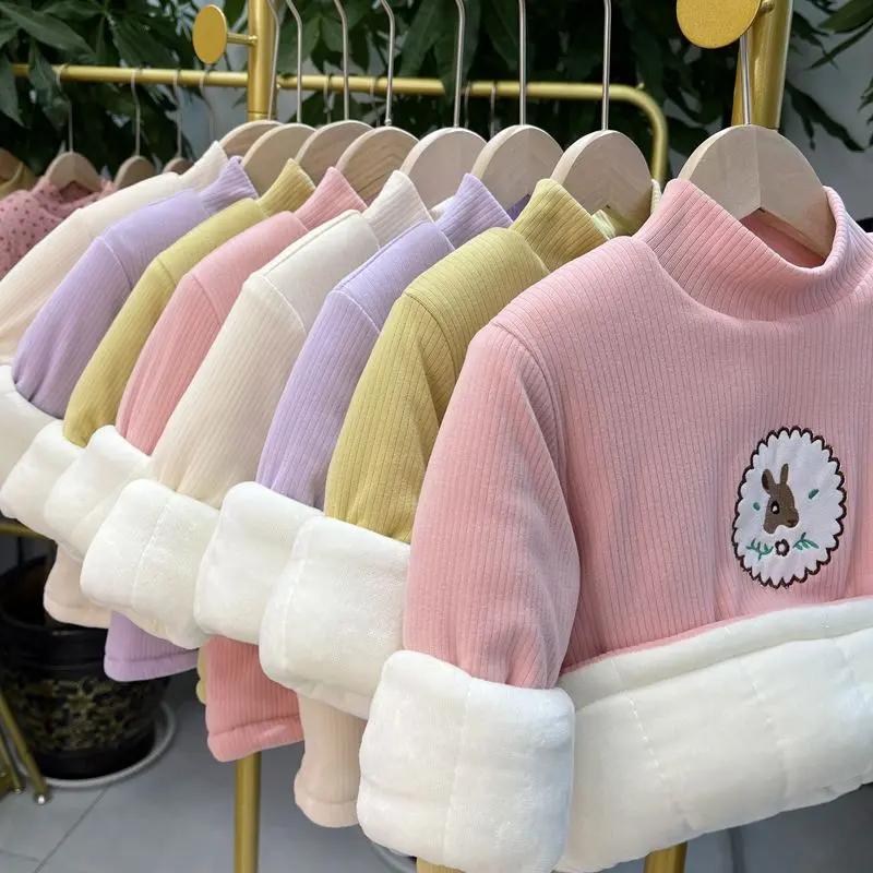 巴拉拉吧儿童冬季三层夹棉加绒打底衫女童甜美碎花棉衣内胆宝宝冬