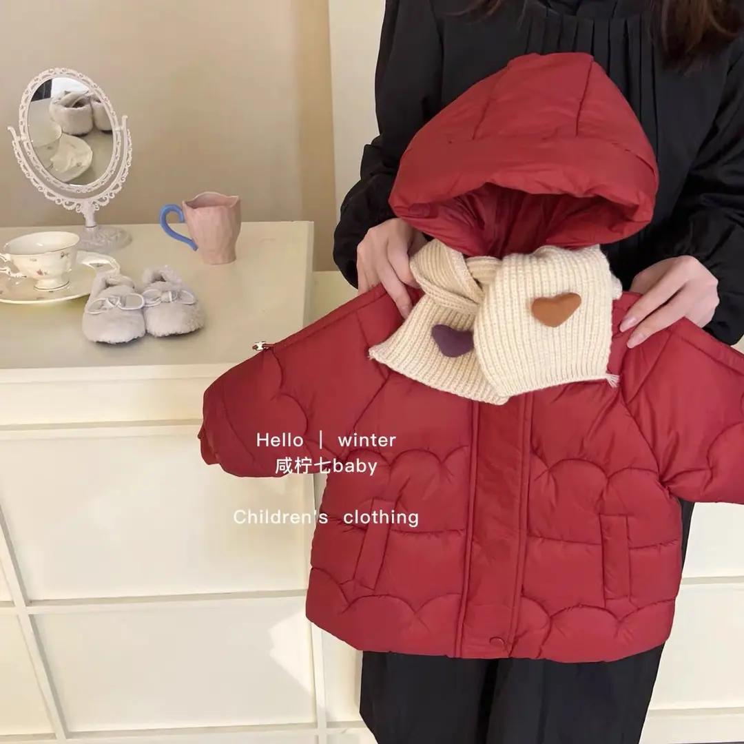 女童棉服外套冬装洋气儿童夹棉加绒厚连帽棉衣女宝宝棉袄保暖冬季