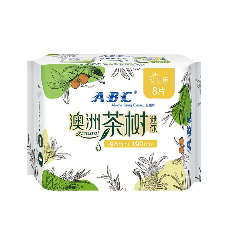 ABC亲柔立围茶树精华迷你卫生巾190mm8片/包