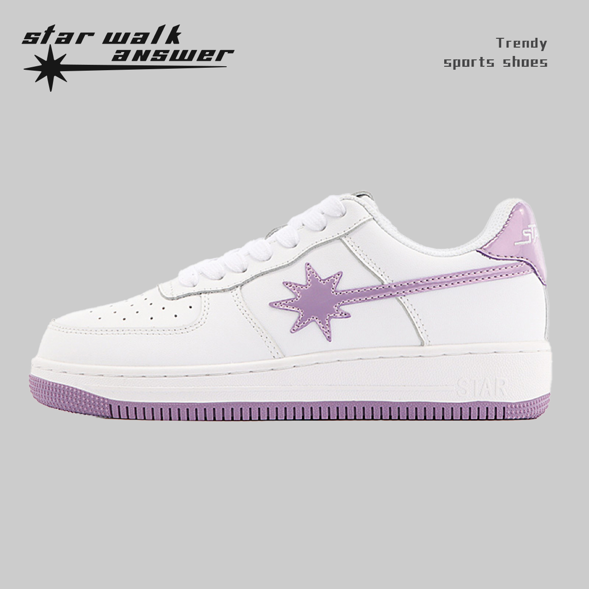 starwalkanwer白紫增高厚底男女同款运动鞋流星板鞋小众百搭时髦