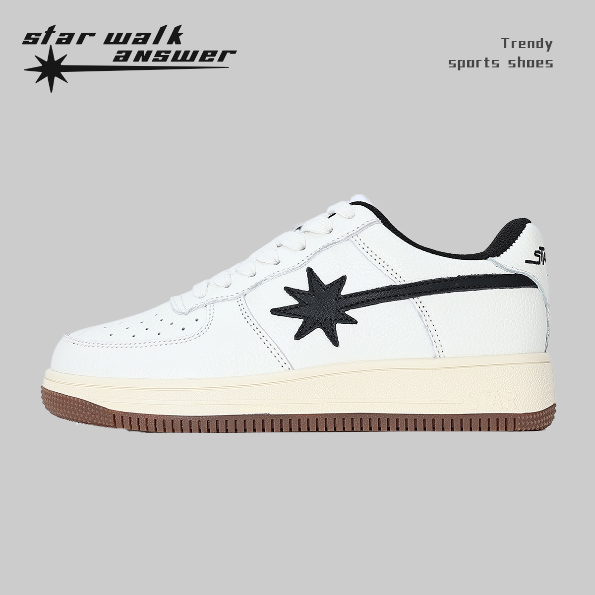STAR WALK ANSWER 2025四季米1白复古板鞋男女同款运动鞋增高厚底