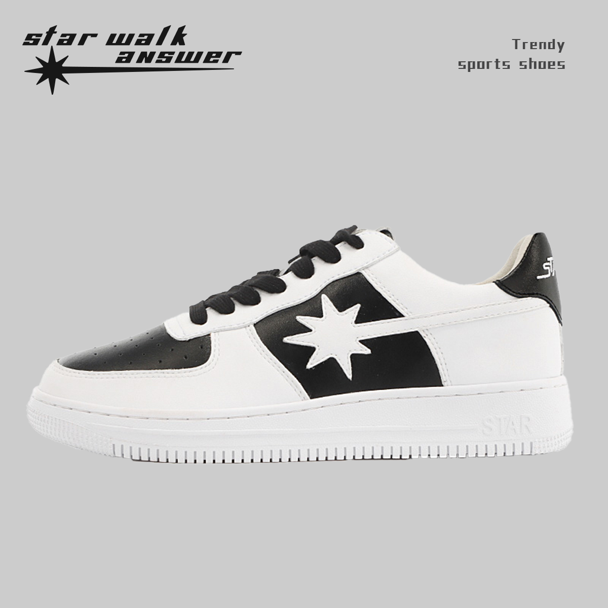 STAR WALK ANSWER 2025春夏黑白熊猫情侣同款时髦空军增高运动
