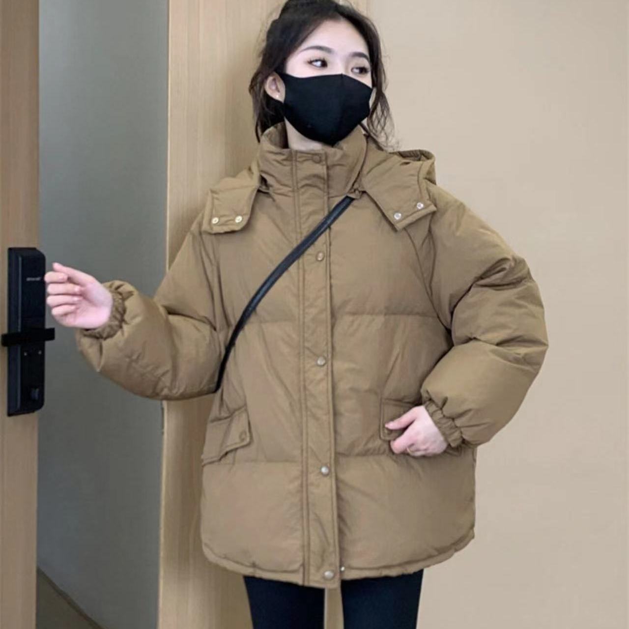新款2023羽绒服冬季新款羽绒服女设计感宽松休闲保暖连帽时尚面包
