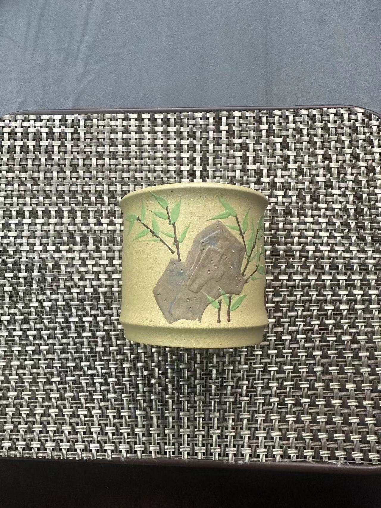 泥绘竹节杯