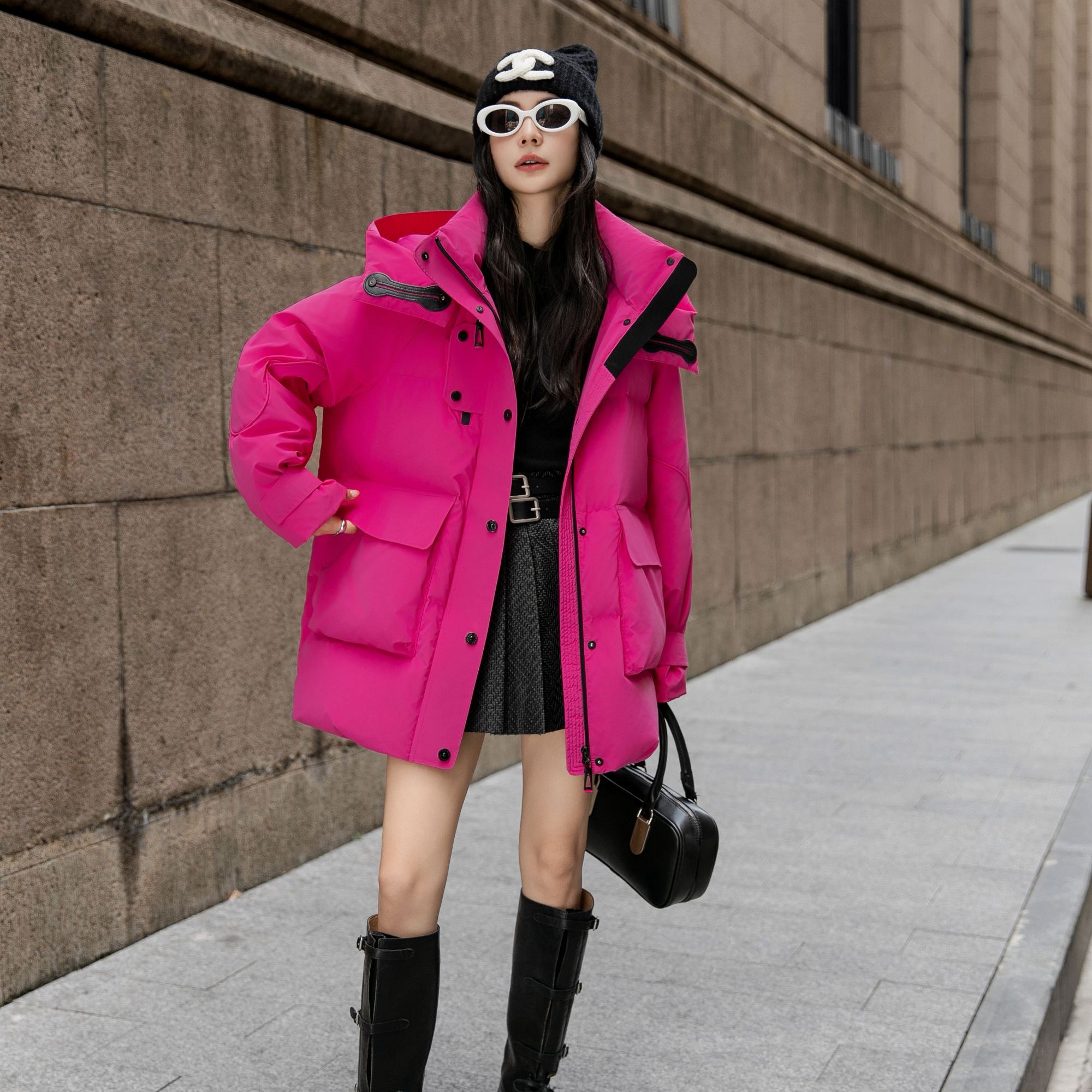 【老板娘】潮牌羽绒服女中长款宽松户外休闲保暖外套25706