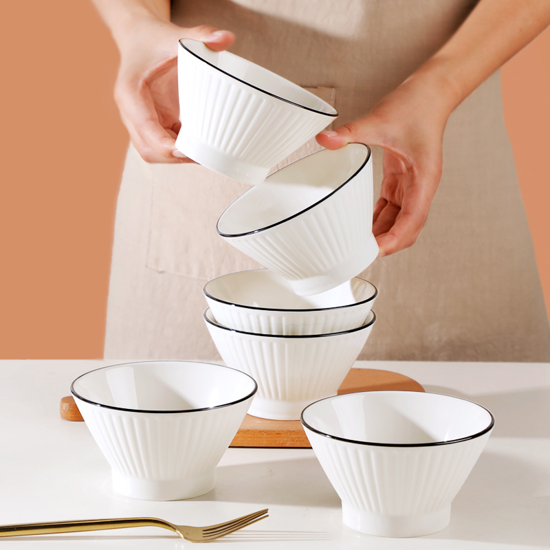 【粉丝福利】5英寸斗笠碗6只装日式创意陶瓷米饭碗喝汤碗组合可微波