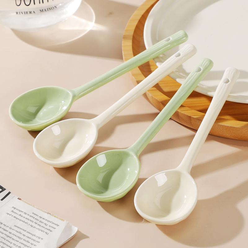 【粉丝福利】2024新款家用创意陶瓷长柄瓷勺可爱吃饭勺子喝汤圆勺