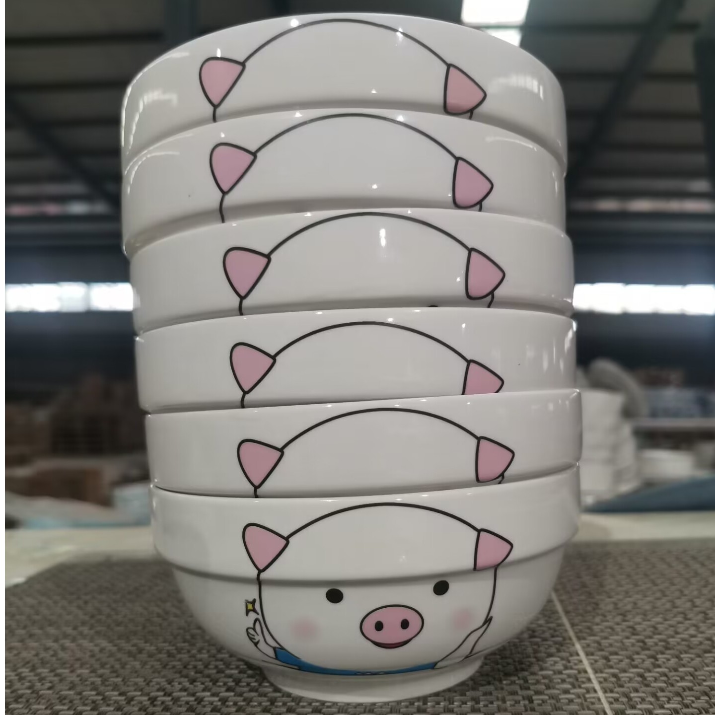 6英寸陶瓷面碗6只家用可爱小清新大汤碗大号加厚防烫菜碗