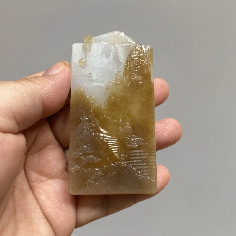 天然和田玉 原创设计 糖白 问道