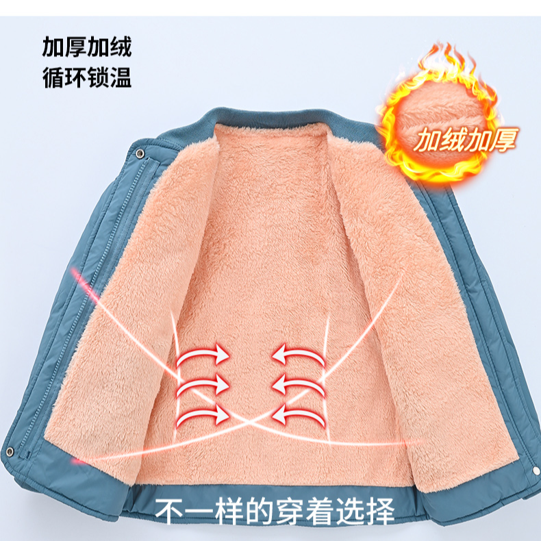 秋冬中大童一体棉内胆男女童棉衣加绒加厚棉袄校服神器内外穿外套