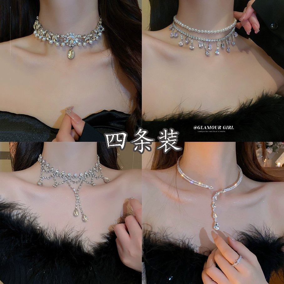 铜合金项链 毛衣项链轻奢小众夸张锁骨链新款礼服配饰