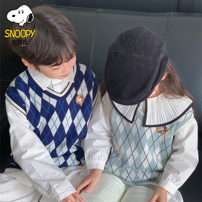 Snoopy/史努比清仓-儿童毛衣男女童春秋坎肩背心马甲外穿小外搭孩