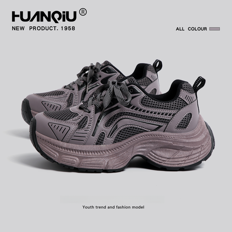 环球今年流行的爆款老爹鞋女2025新款冬冬厚底增高百搭休闲透气鞋