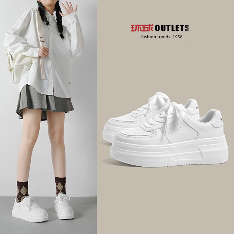 环球潮小白鞋百搭学生韩版秋季板鞋小众设计感女鞋厚底运动休闲鞋