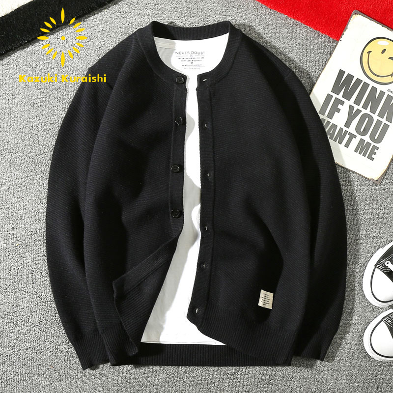 仓石一树男士休闲毛衣开衫针织衫男秋冬新款宽松加厚保暖毛衣外套