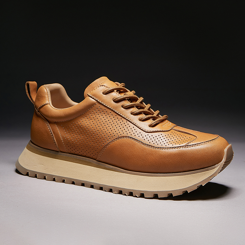 马皮2024夏季透气镂空阿甘鞋复古休闲鞋低帮鞋软底时尚厚底单鞋潮