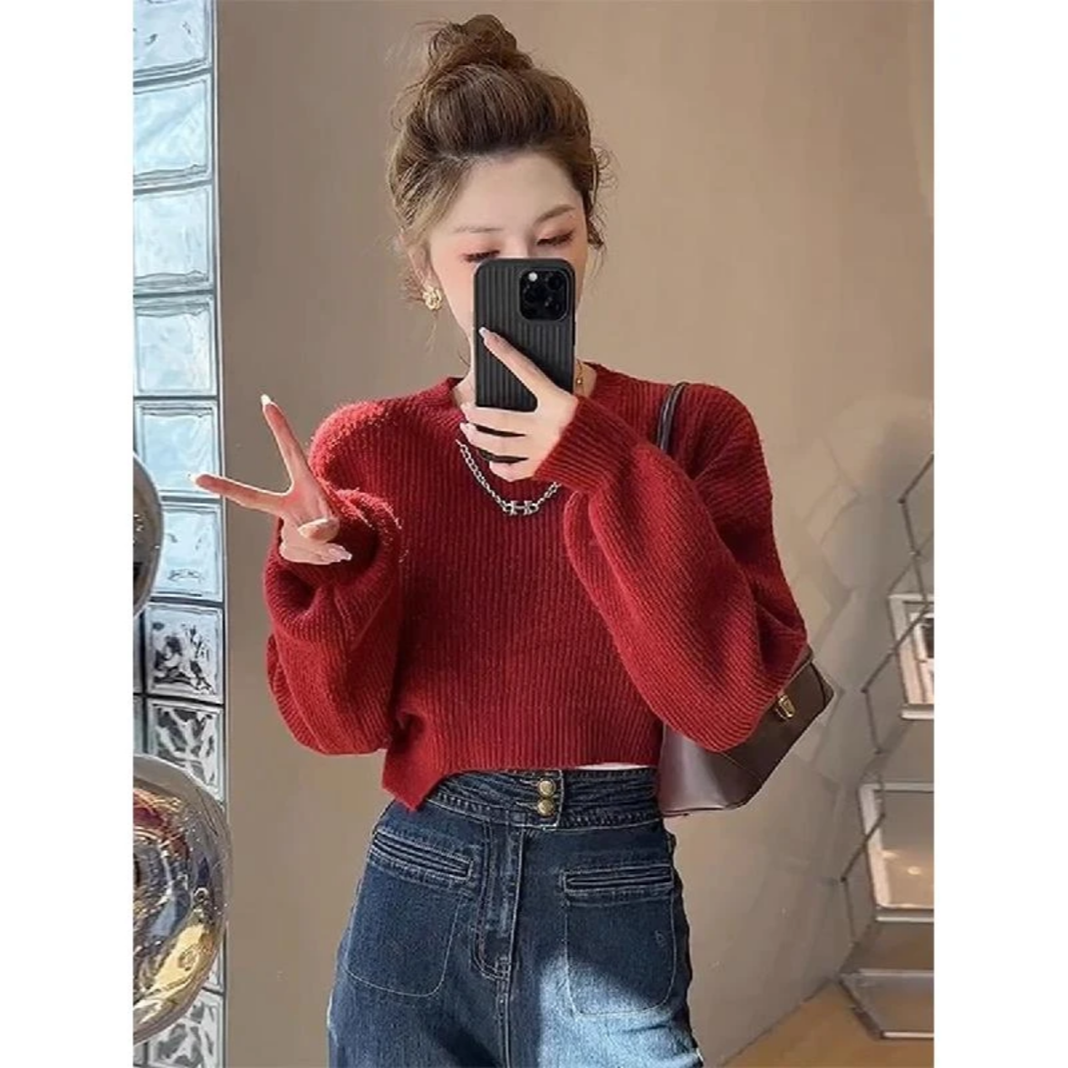 【Shanshan】&闪闪【巴黎街头】圆领新款时髦小个子显瘦百搭毛衣