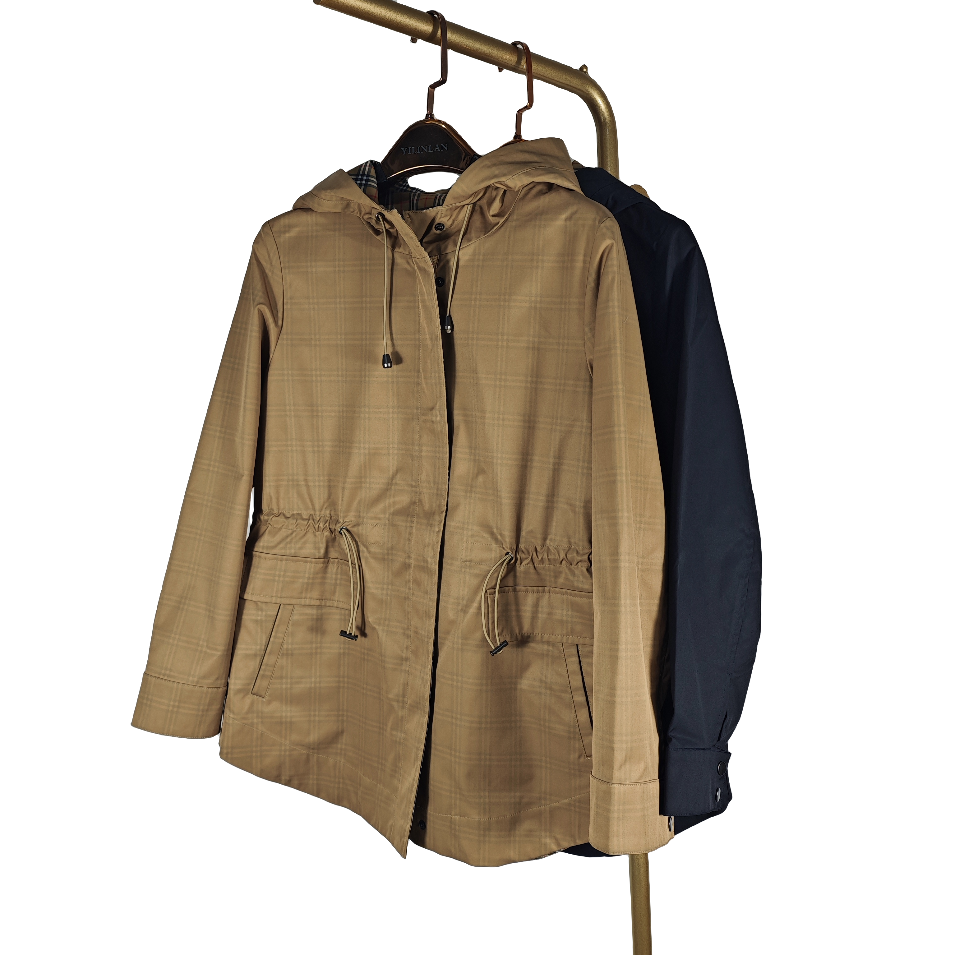 【0557】连帽短风衣户外外套休闲连帽风衣百搭抽绳带帽女装时尚春秋