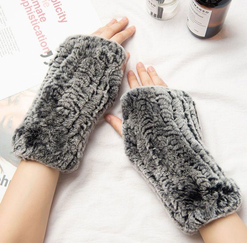 真毛兔毛半只护腕加厚保暖冬季真皮