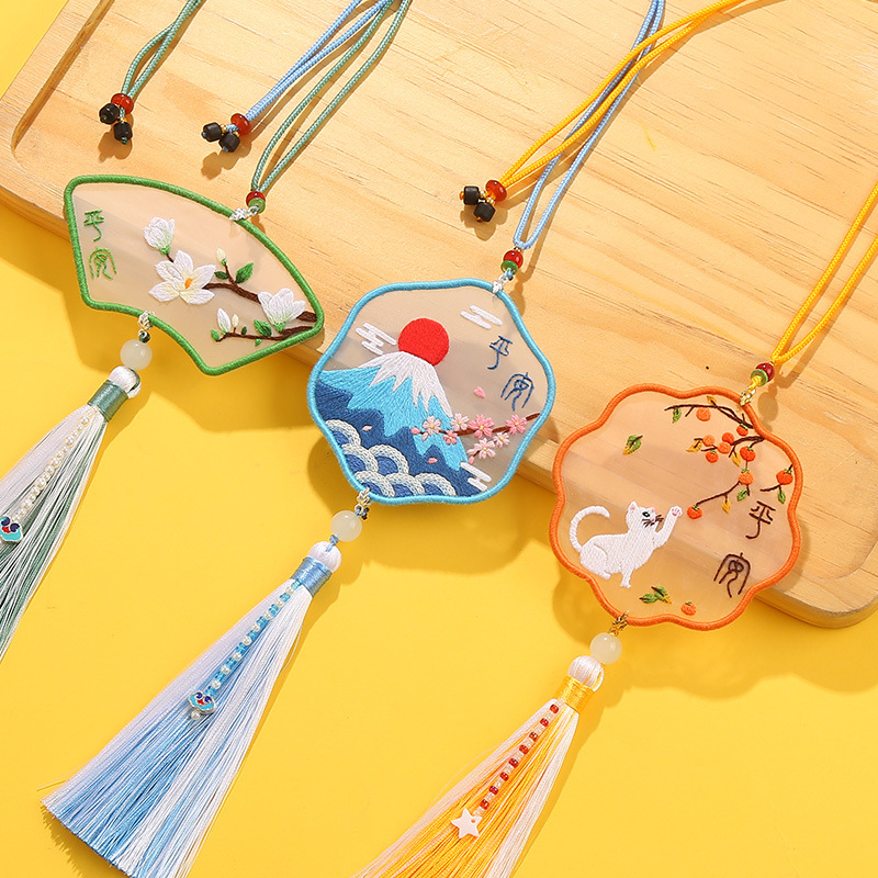 刺绣手工diy材料包民族风挂件苏绣绣品双面绣花挂件制造