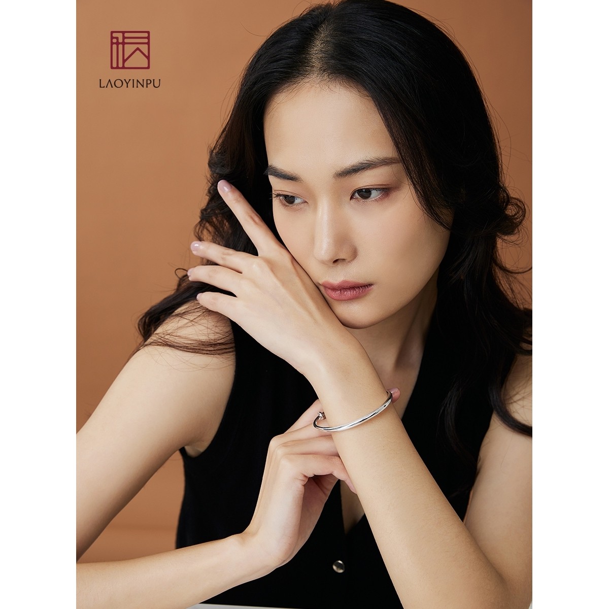 吴越老银铺 足银手镯 足银9999清平手镯实心光面银手镯推拉银手镯