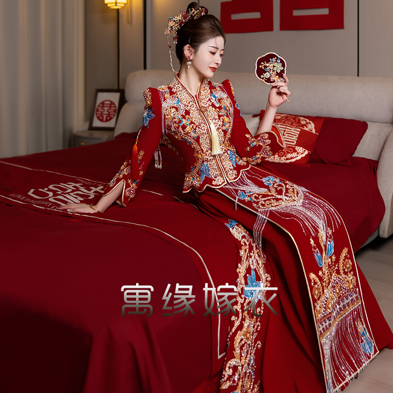 高档秀禾服2025新款新娘中式重工珠绣出阁礼服显瘦婚纱嫁衣敬酒服