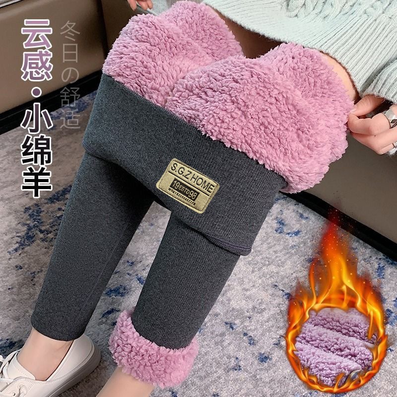 秋冬超厚云朵绒打底裤女外穿高腰加绒加厚东北特厚羊羔绒保暖棉裤
