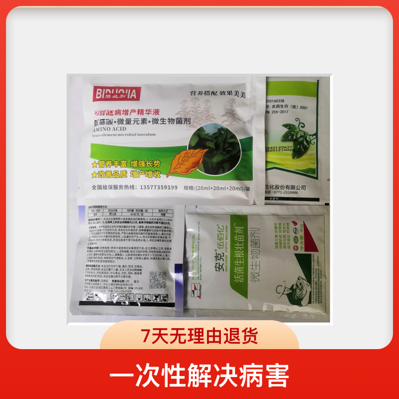 使用提高质量产量安全大套餐，生根壮苗，抑菌防花叶病毒病，增产