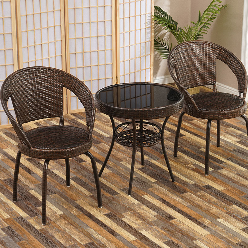 凝企藤椅三件套小茶几阳台小桌椅户外庭院现代简约单人组合腾编椅