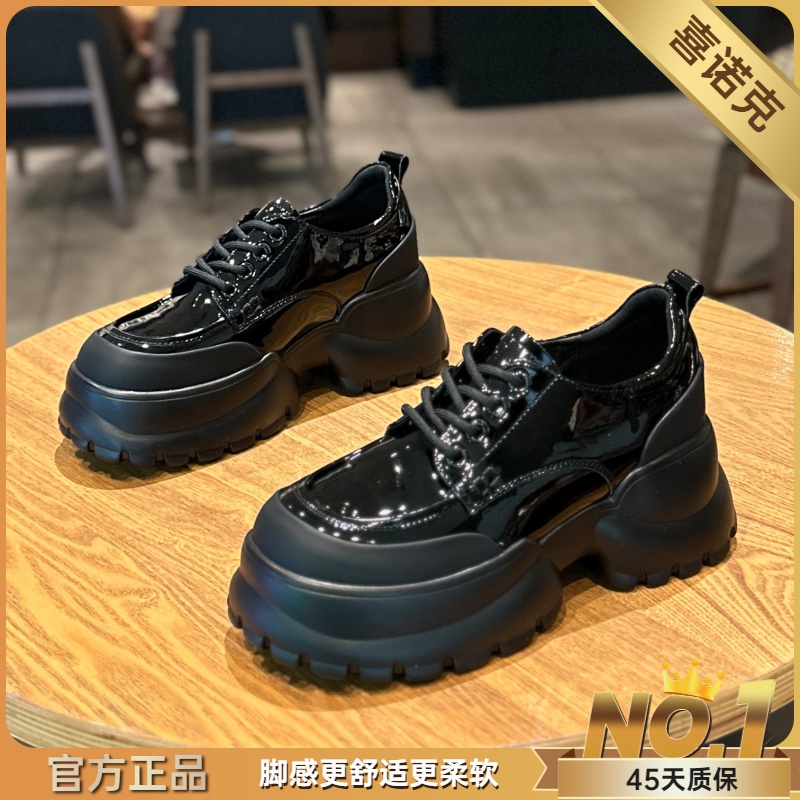 2023新款女鞋厚底漆皮玛丽珍时尚百搭秋季加绒复古学院英伦风单鞋