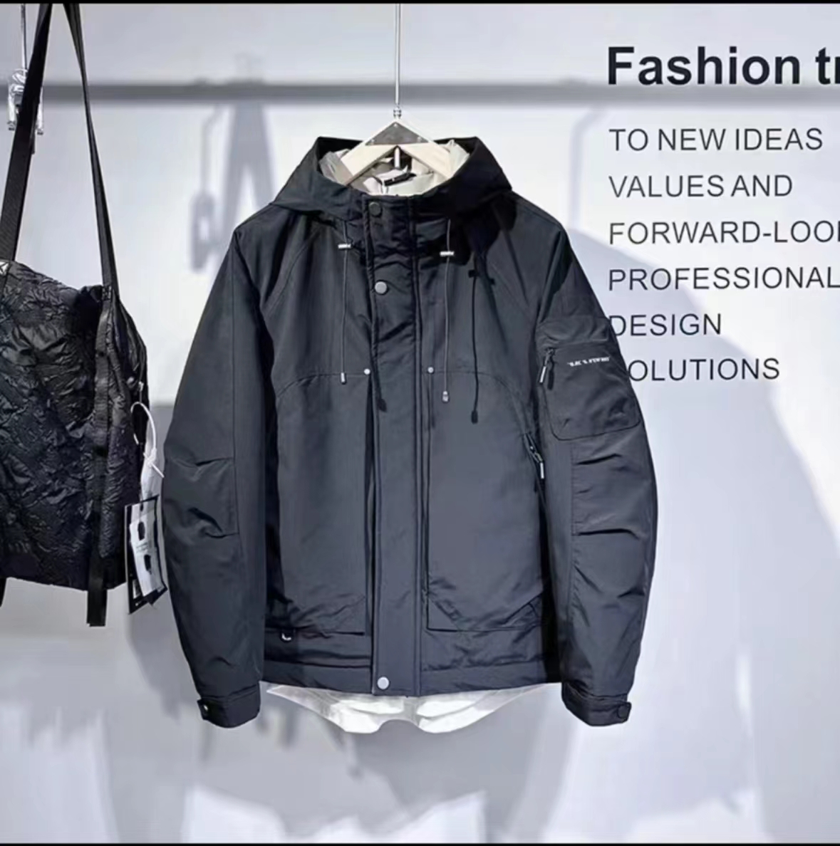 *3911休闲百搭保暖时尚连帽工装防风透气羽服外套