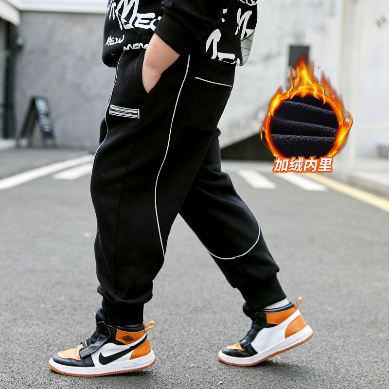 胖男童加肥加大运动裤秋冬加绒加厚大童洋气高腰休闲长裤B3KZ3205