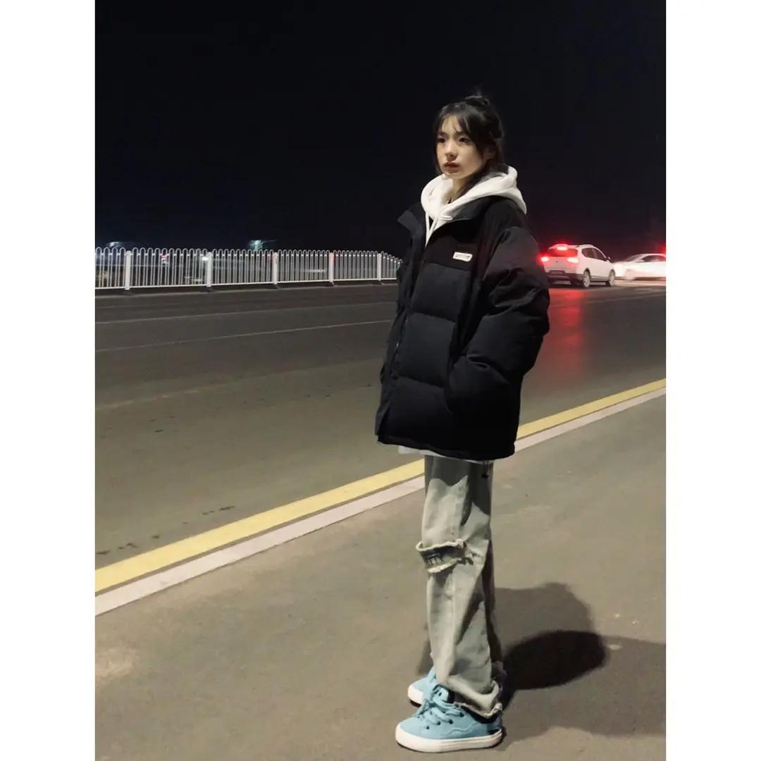 百搭加厚羽绒服服外套女季宽松oversize小个子学生棉衣