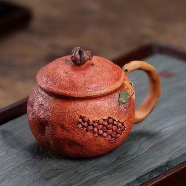 紫砂石榴盖杯徐海龙手制高端茶器全手工茶具办公杯茶道好物收藏级
