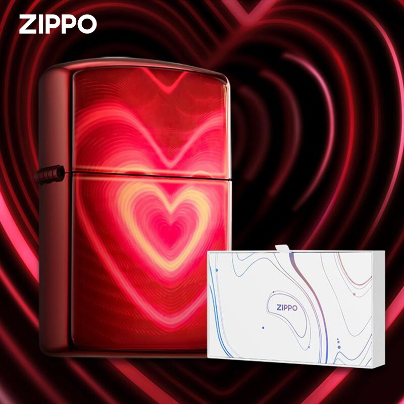 《超值购》ZIPPO打火机正版 爱的光谱 套装 彩色覆膜玻璃爱心红色