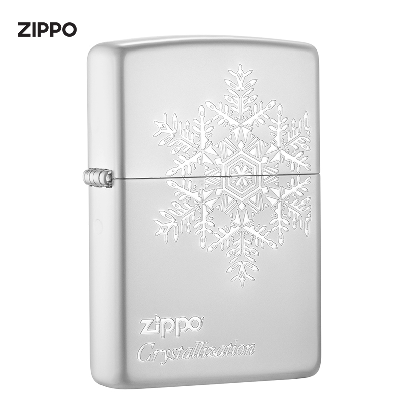 ZIPPO打火机正版 雪花系列 男士银色简约雪花图案经典告白穿搭