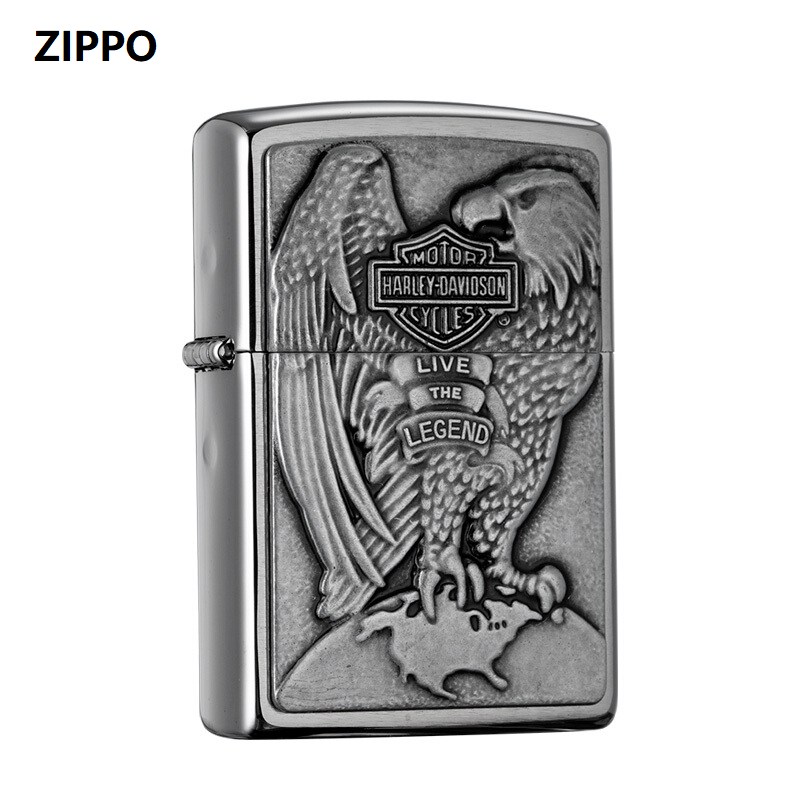 ZIPPO打火机正版 哈雷铁鹰章  拉丝工艺男士礼品礼物煤油防风火机