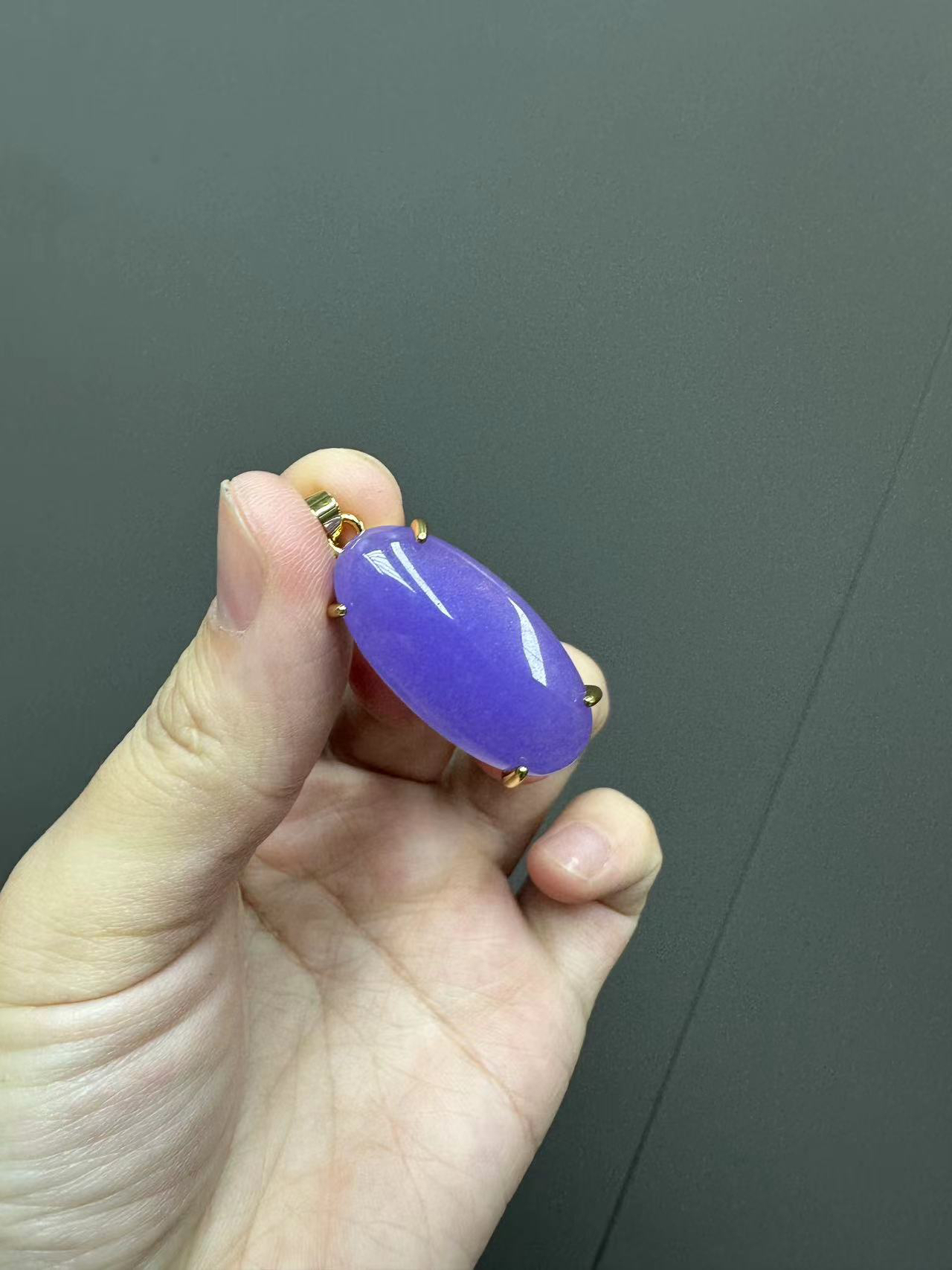 翡翠紫翡长款单面14K金
