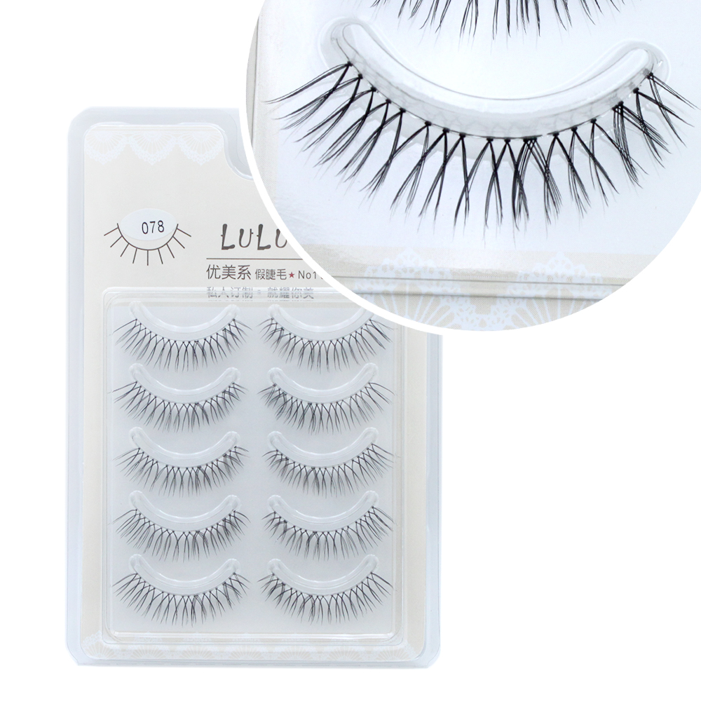 LUCK LULU 078假睫毛整条一片式自然仿真日系裸妆 磨尖手工手勒毛