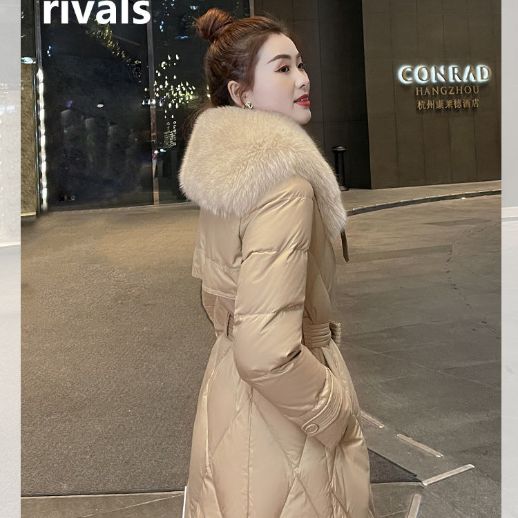 雅鹿羽绒服羽绒服鸭绒2024新款爆款时尚洋气中长款过膝毛领加厚外