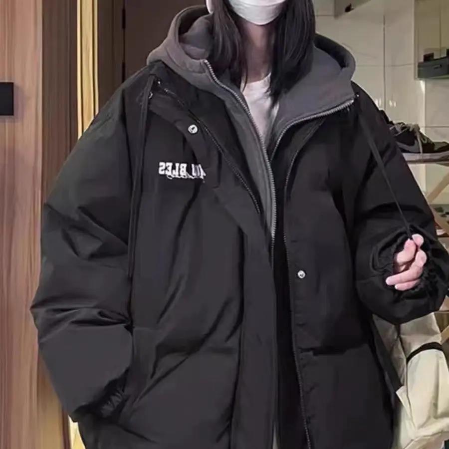 波司澄羽绒服美式高街棉服女冬季新款学生假两件加厚棉衣