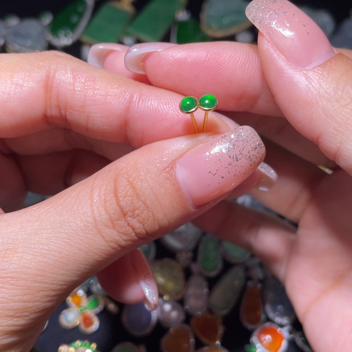 【闪购商品】翡翠耳饰18K金镶嵌