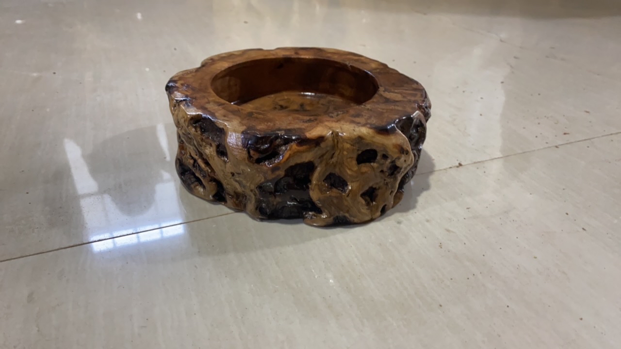 木工车床制作的枣木烟灰缸
