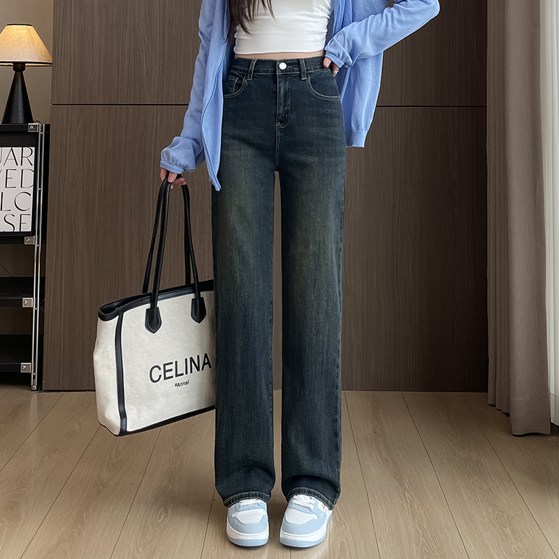 身高175高个子女士牛仔裤高腰大码直筒显瘦窄版阔腿裤子180超长版