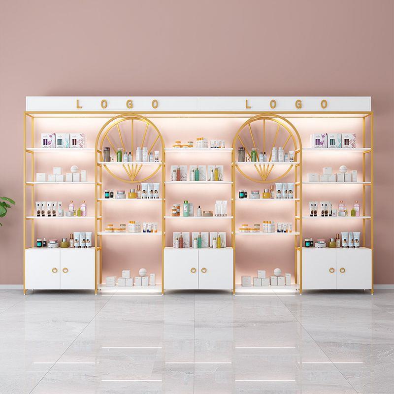 轻奢美甲柜子美容院带灯产品展示柜化妆品护肤品货架展示架陈列柜